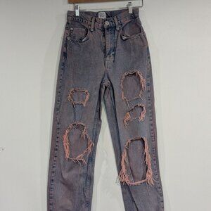 Urban Outfitters BDG Distressed Overdyed High-Rise Baggy Jeans Pink Size 25